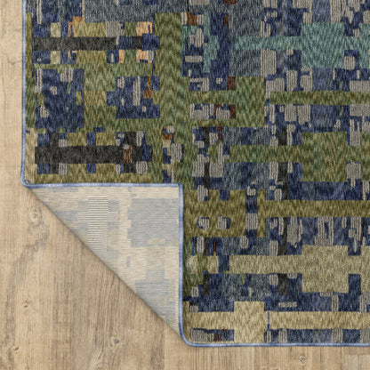 Tisdell Abstract Blue/ Multi Cut Pile Rug