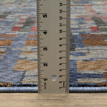 Tisdell Abstract Blue/ Multi Cut Pile Rug