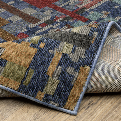 Tisdell Abstract Blue/ Multi Cut Pile Rug