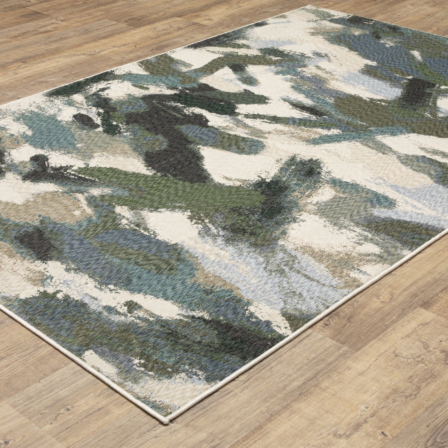 Tisdell Abstract Blue/ Green Cut Pile Rug