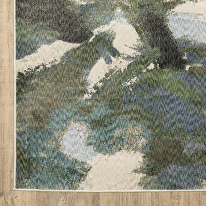 Tisdell Abstract Blue/ Green Cut Pile Rug
