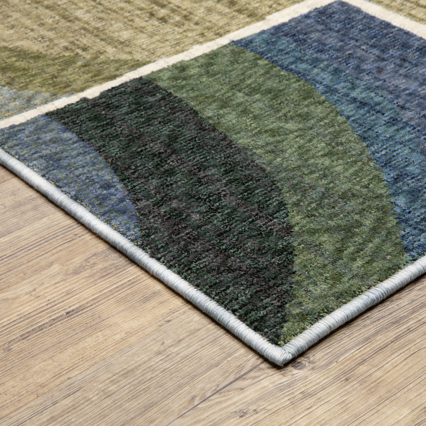 Tisdell Geometric Blue/ Green Cut Pile Rug