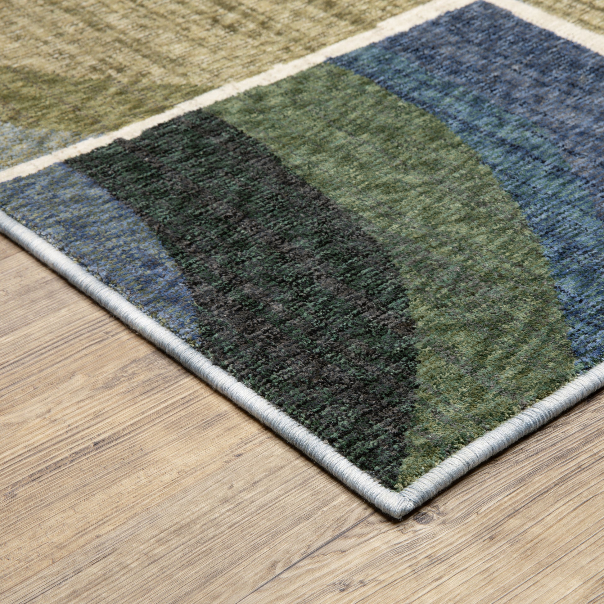 Tisdell Geometric Blue/ Green Cut Pile Rug
