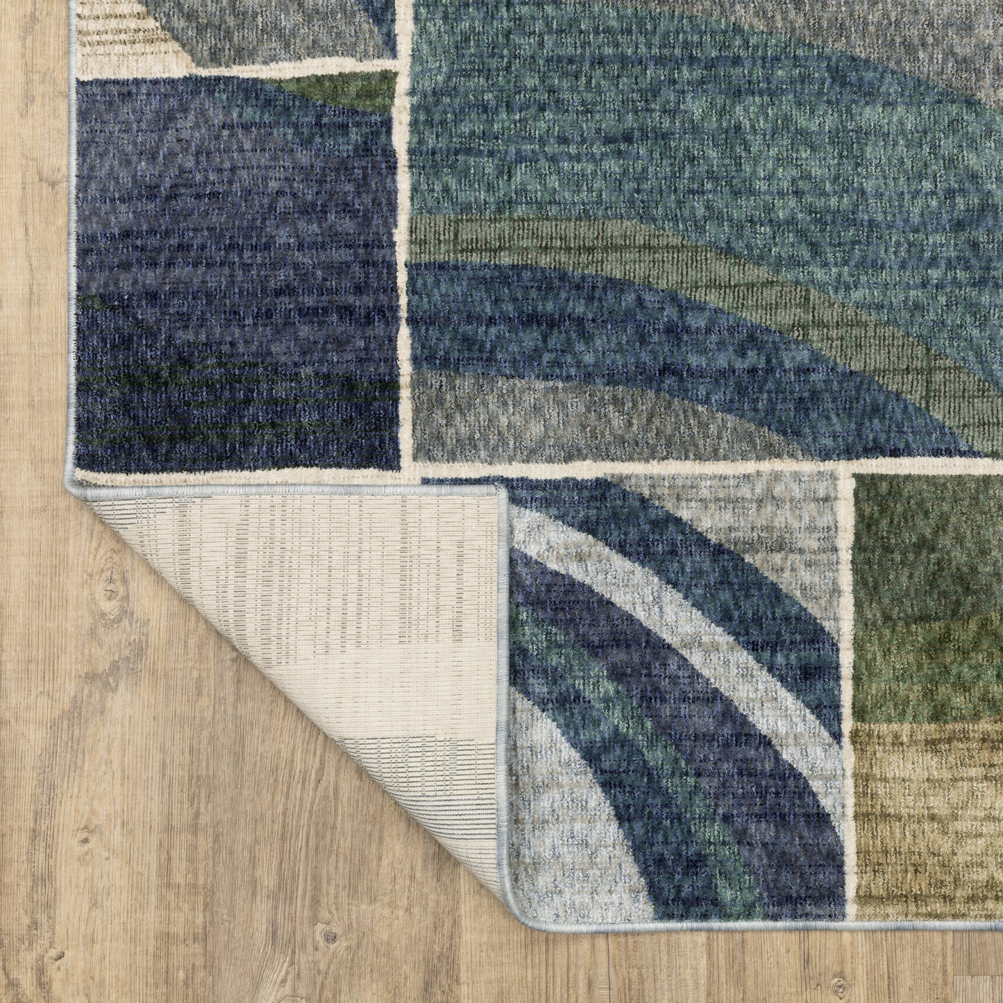 Tisdell Geometric Blue/ Green Cut Pile Rug