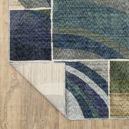 Tisdell Geometric Blue/ Green Cut Pile Rug
