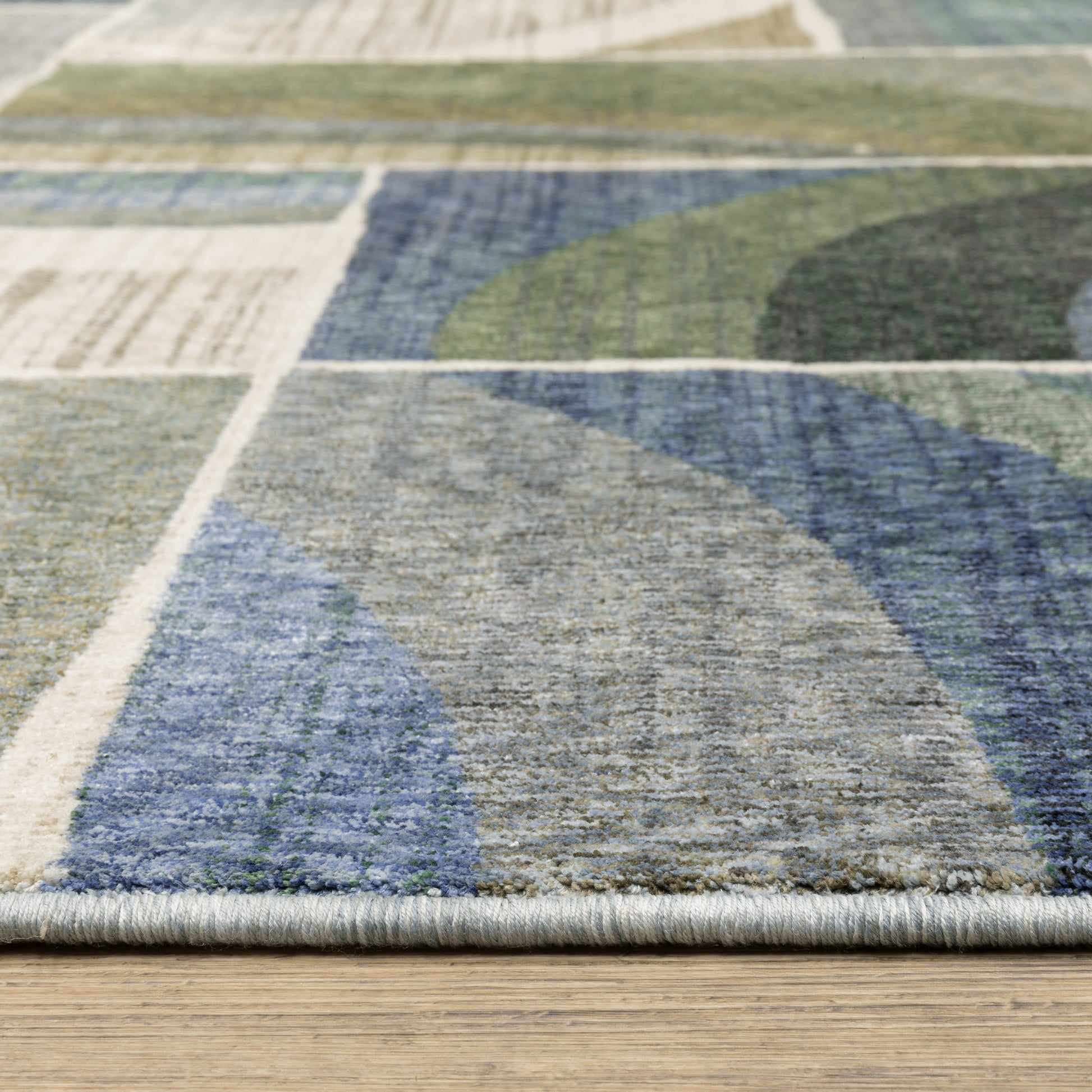 Tisdell Geometric Blue/ Green Cut Pile Rug