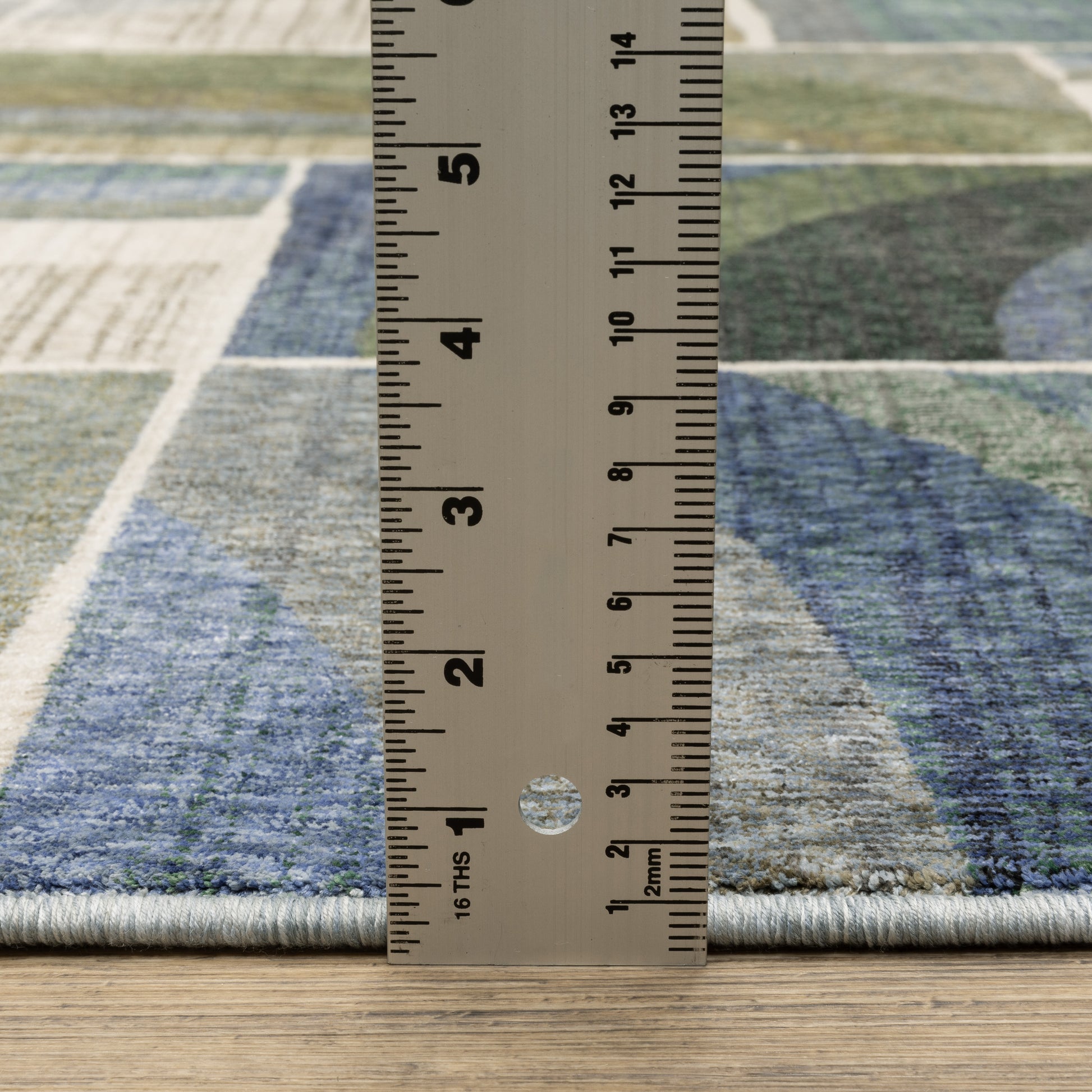 Tisdell Geometric Blue/ Green Cut Pile Rug