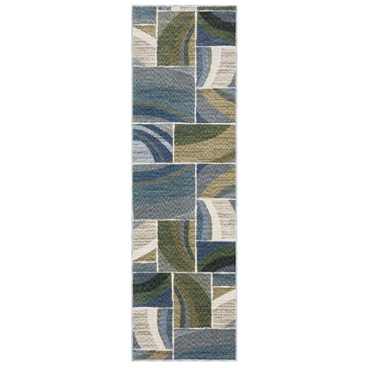 Tisdell Tis06 Blue/ Green Geometric Rug