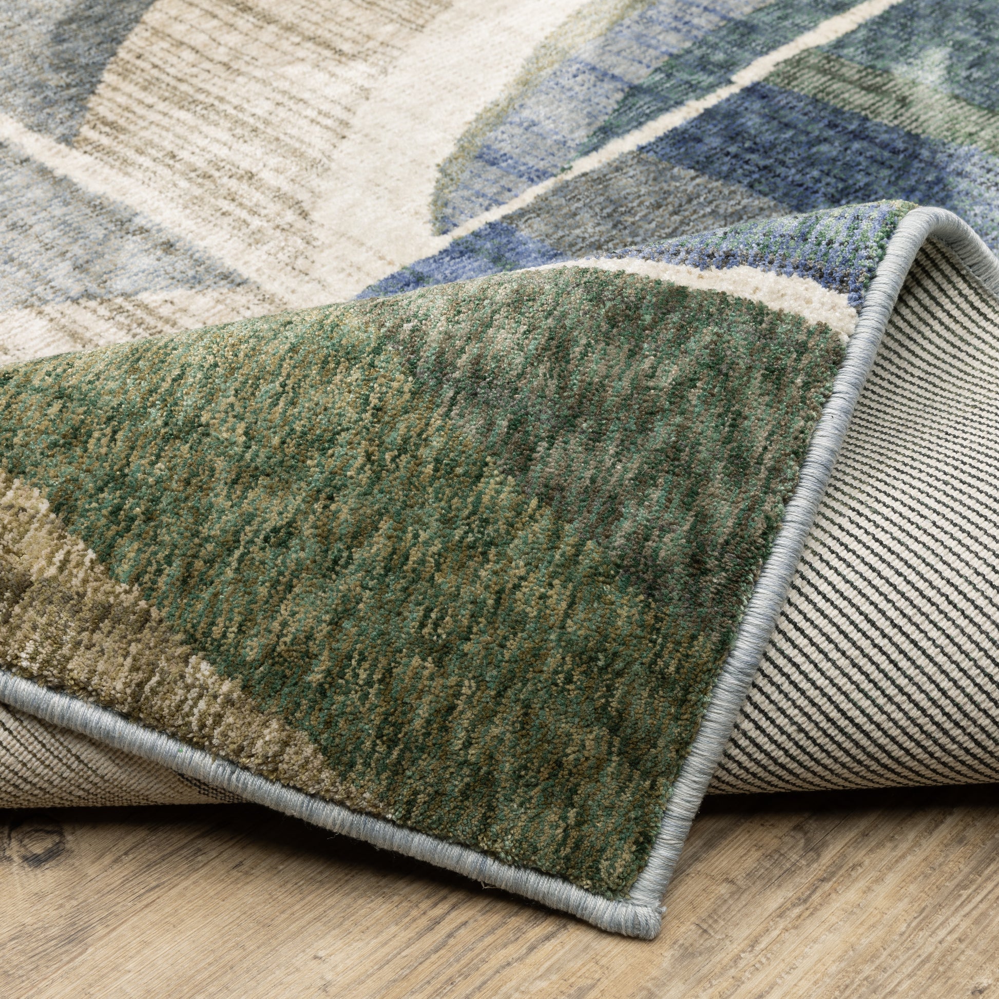 Tisdell Geometric Blue/ Green Cut Pile Rug