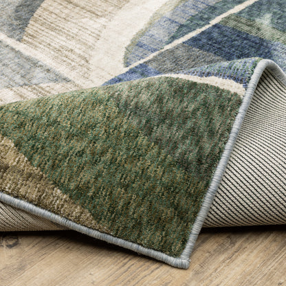 Tisdell Geometric Blue/ Green Cut Pile Rug