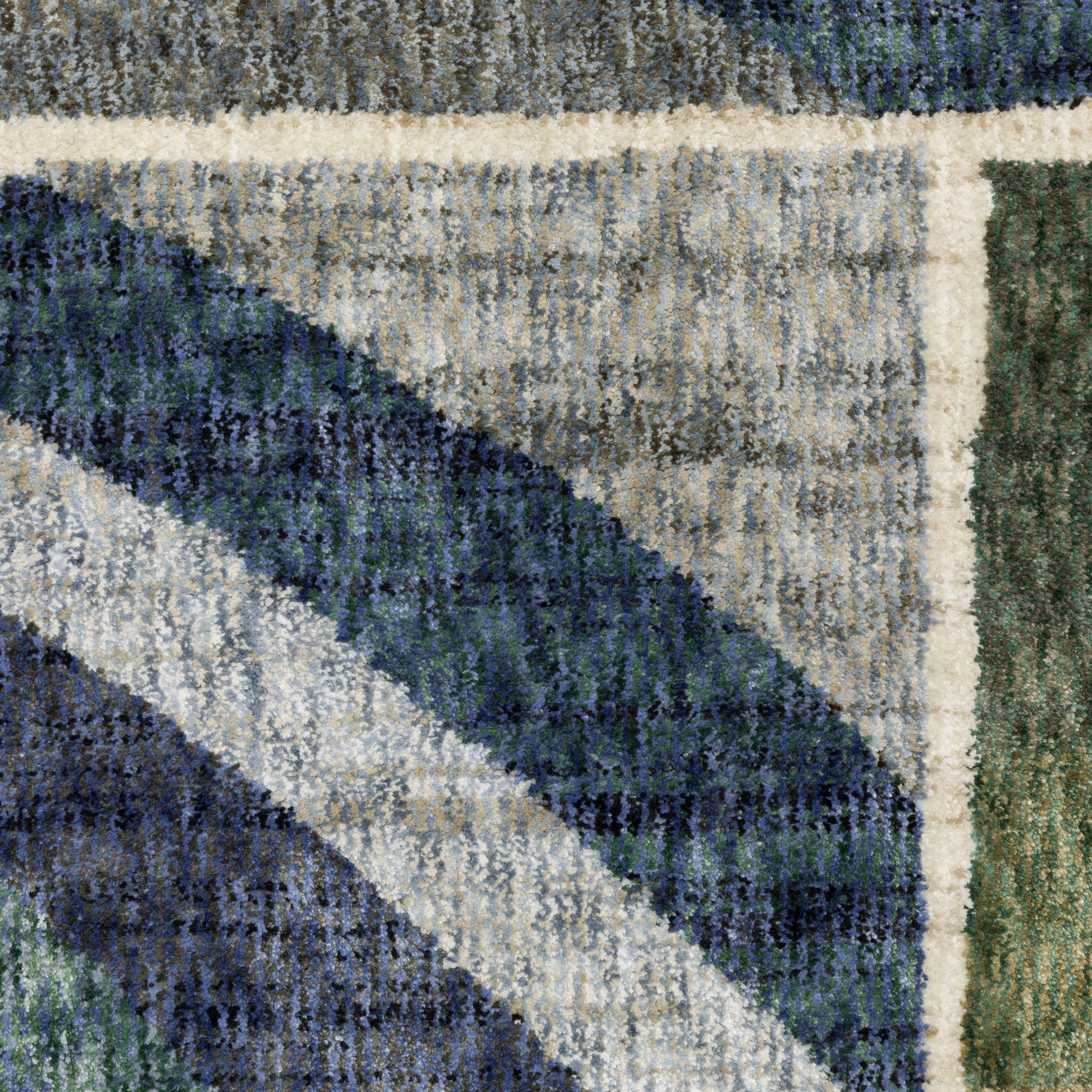 Tisdell Geometric Blue/ Green Cut Pile Rug