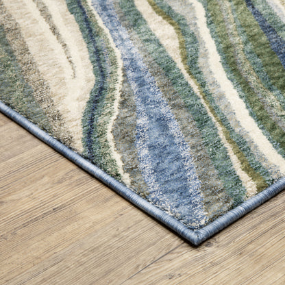 Tisdell Abstract Green/ Blue Cut Pile Rug