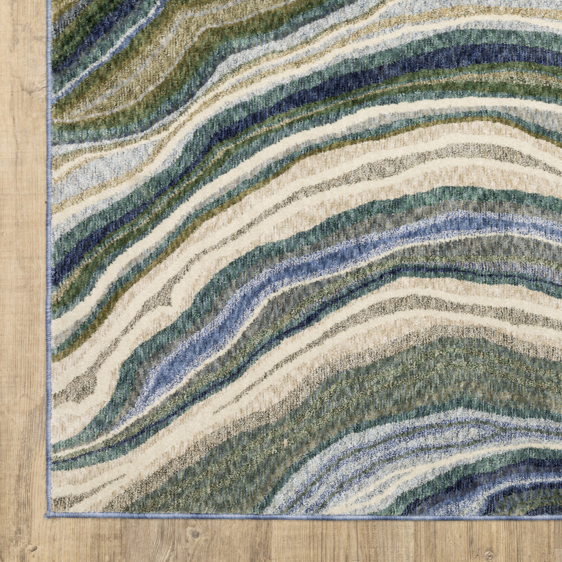Tisdell Abstract Green/ Blue Cut Pile Rug