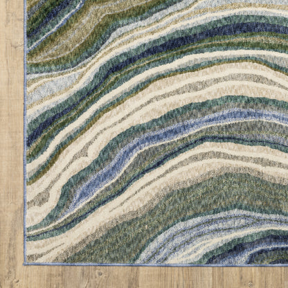 Tisdell Abstract Green/ Blue Cut Pile Rug