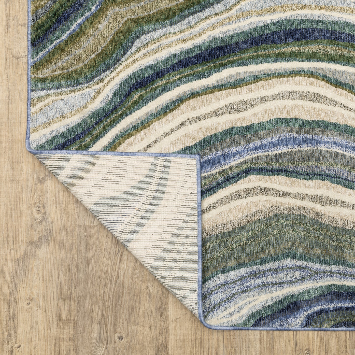 Tisdell Abstract Green/ Blue Cut Pile Rug