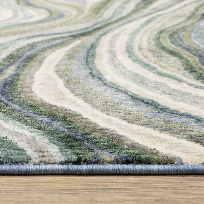 Tisdell Abstract Green/ Blue Cut Pile Rug