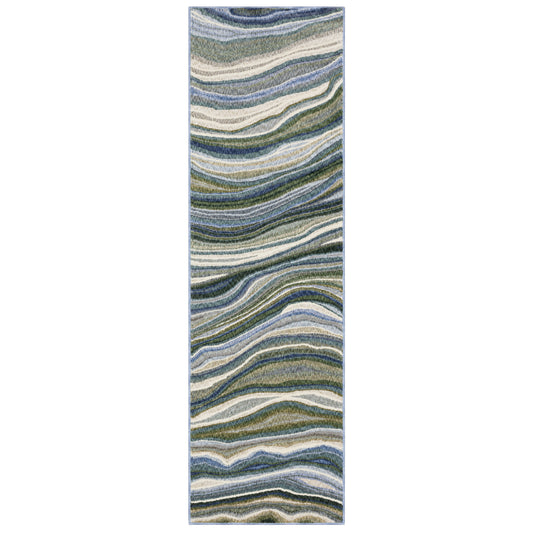Tisdell Tis10 Green/ Blue Abstract Rug