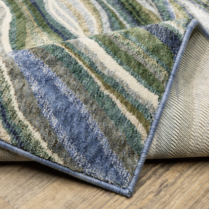 Tisdell Abstract Green/ Blue Cut Pile Rug