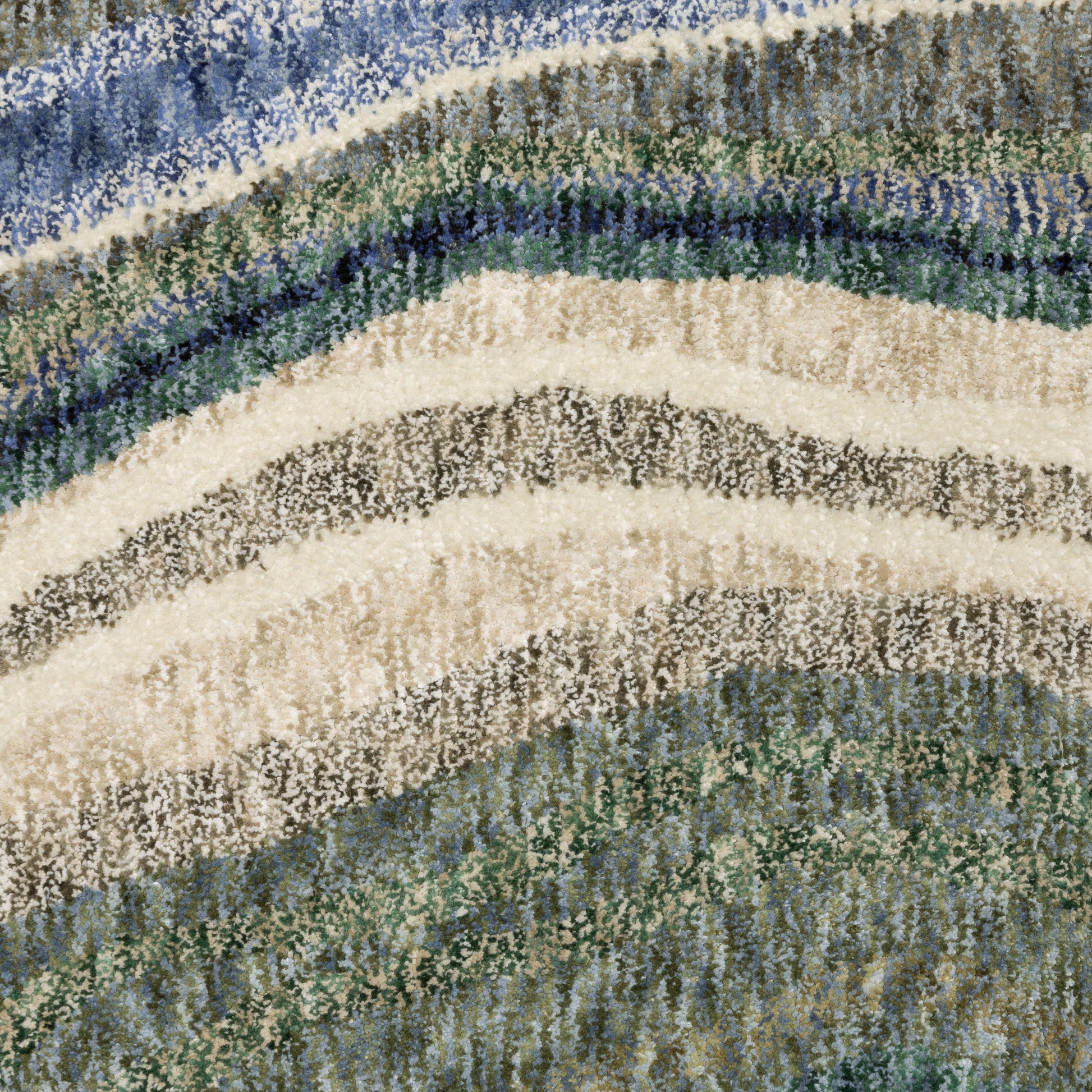 Tisdell Abstract Green/ Blue Cut Pile Rug