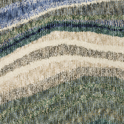 Tisdell Abstract Green/ Blue Cut Pile Rug