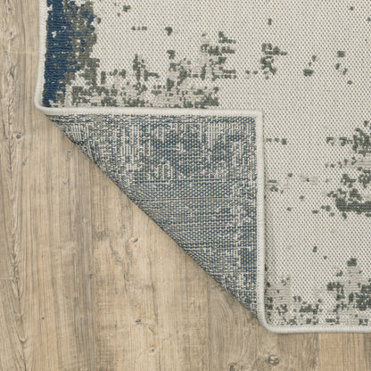 Torrey Outdoor Beige/ Blue Abstract Loop Pile Rug