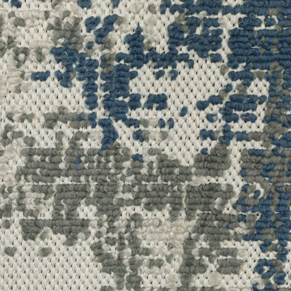 Torrey Outdoor Beige/ Blue Abstract Loop Pile Rug