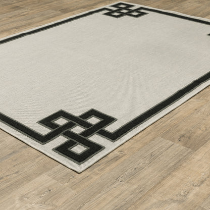 Torrey Outdoor Beige/ Black Border Loop Pile Rug