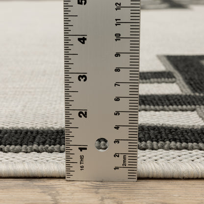 Torrey Outdoor Beige/ Black Border Loop Pile Rug