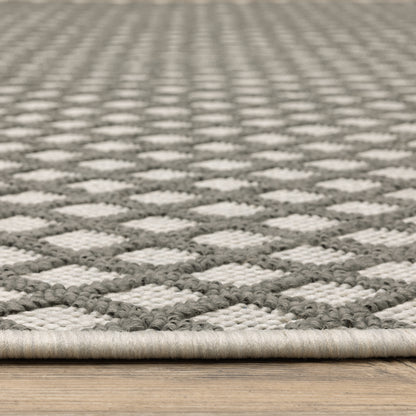 Torrey Outdoor Beige/ Grey Lattice Loop Pile Rug