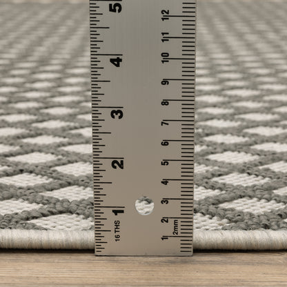 Torrey Outdoor Beige/ Grey Lattice Loop Pile Rug