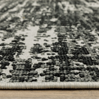 Torrey Outdoor Black/ Beige Distressed Loop Pile Rug