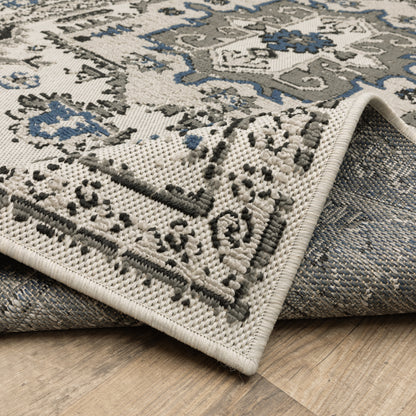 Torrey Outdoor Beige/ Grey Distressed Loop Pile Rug