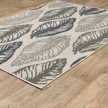 Torrey Outdoor Beige/ Grey Botanical Loop Pile Rug