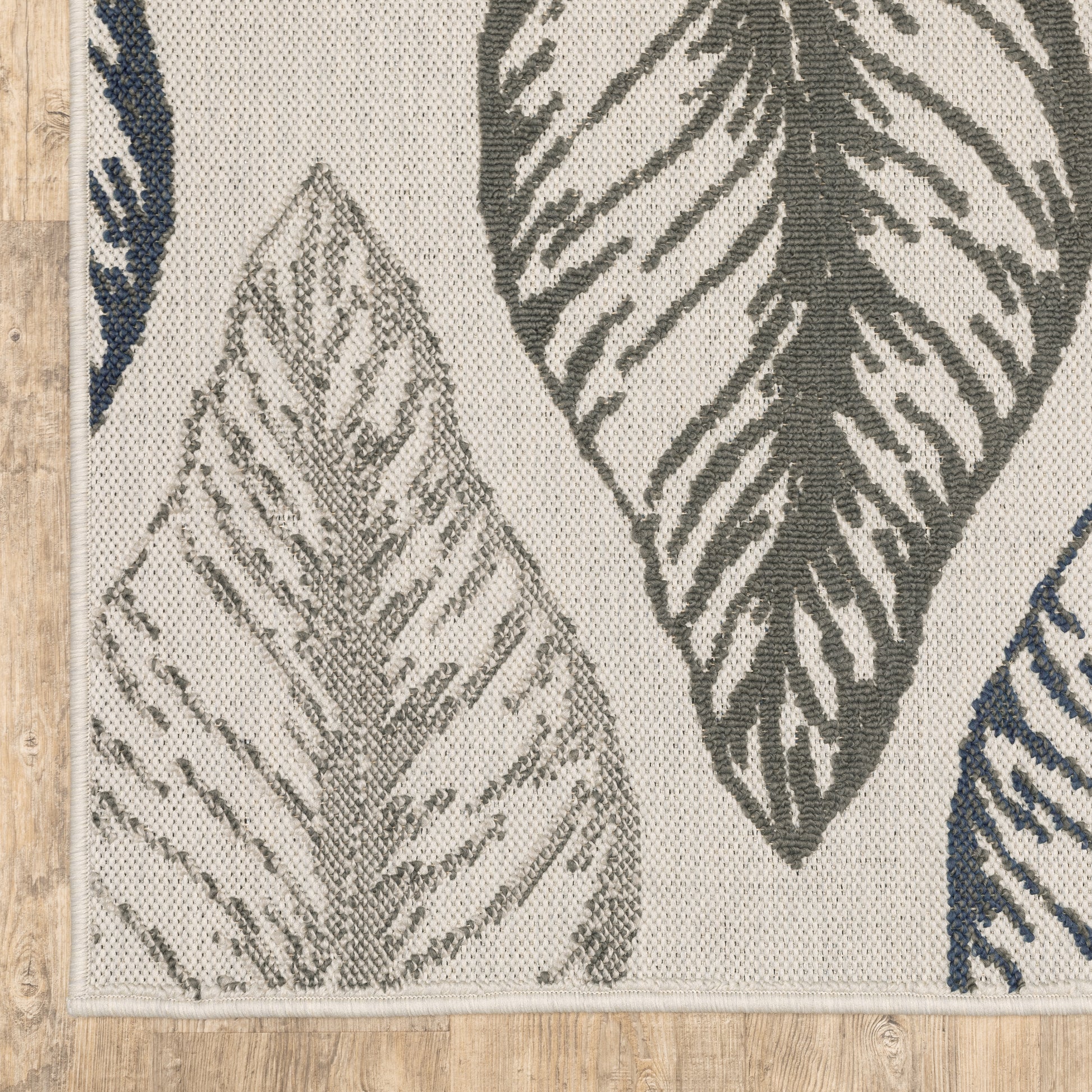 Torrey Outdoor Beige/ Grey Botanical Loop Pile Rug