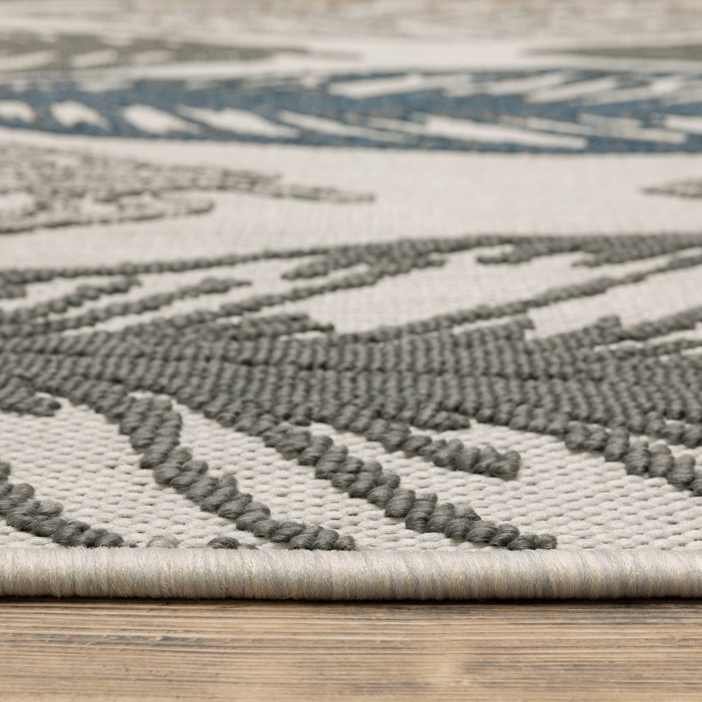Torrey Outdoor Beige/ Grey Botanical Loop Pile Rug