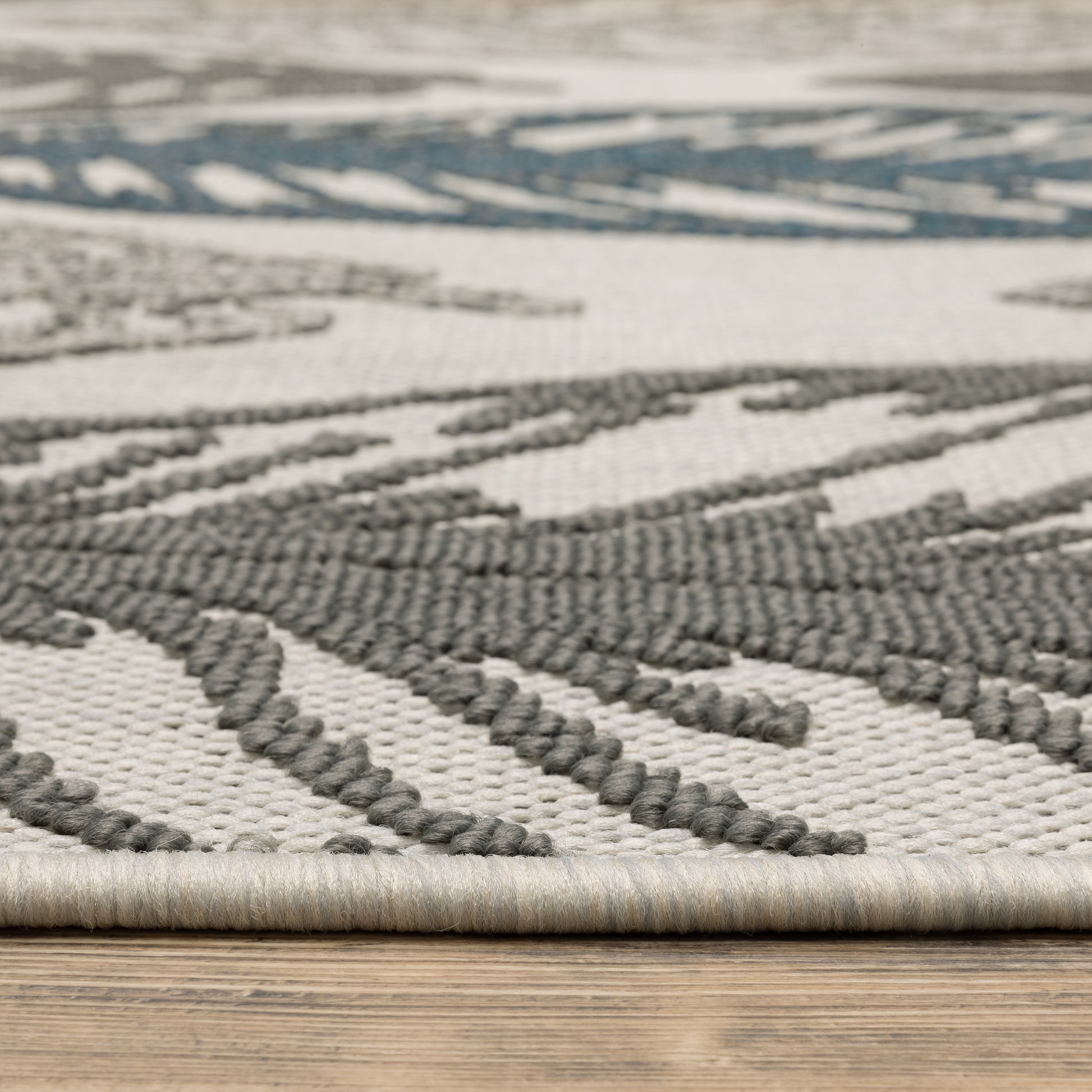 Torrey Outdoor Beige/ Grey Botanical Loop Pile Rug
