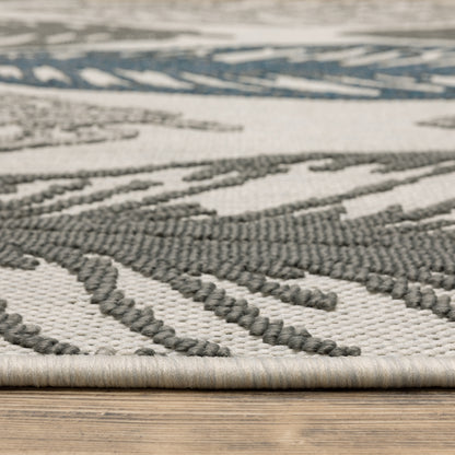 Torrey Outdoor Beige/ Grey Botanical Loop Pile Rug