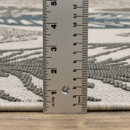 Torrey Outdoor Beige/ Grey Botanical Loop Pile Rug