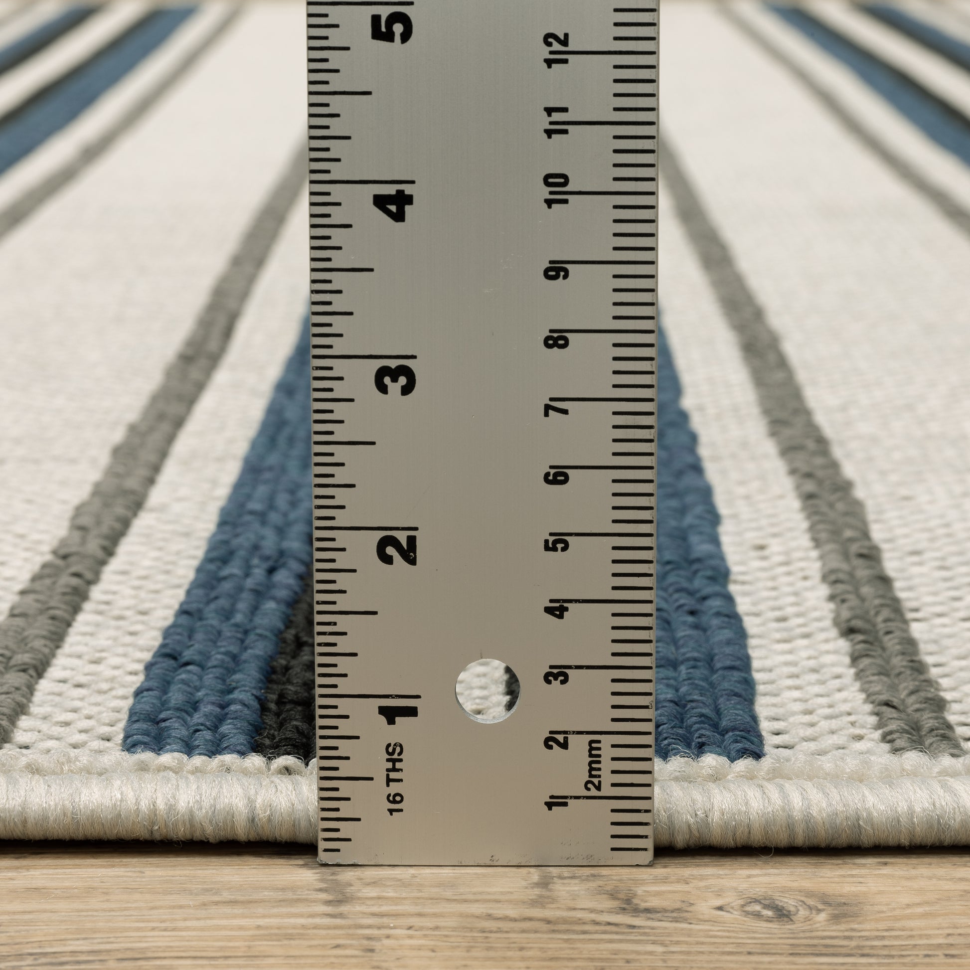 Torrey Outdoor Beige/ Blue Stripe Loop Pile Rug