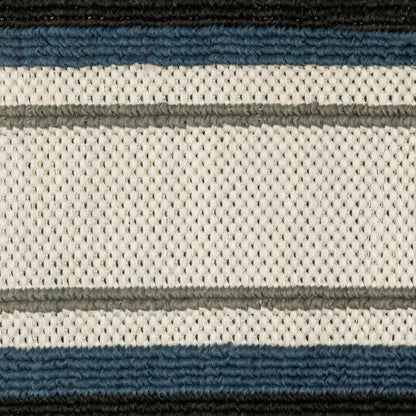 Torrey Outdoor Beige/ Blue Stripe Loop Pile Rug
