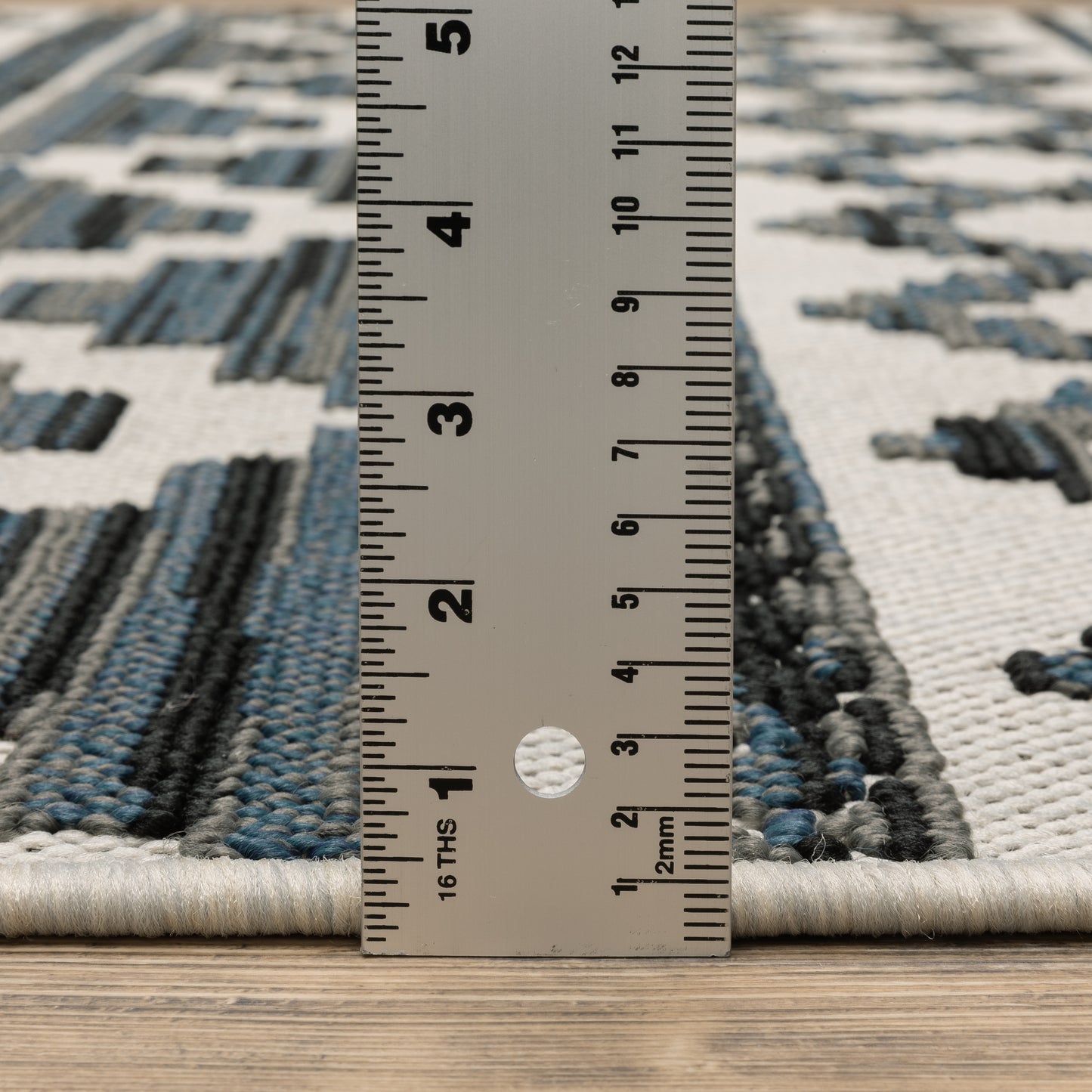 Torrey Outdoor Beige/ Blue Stripe Loop Pile Rug