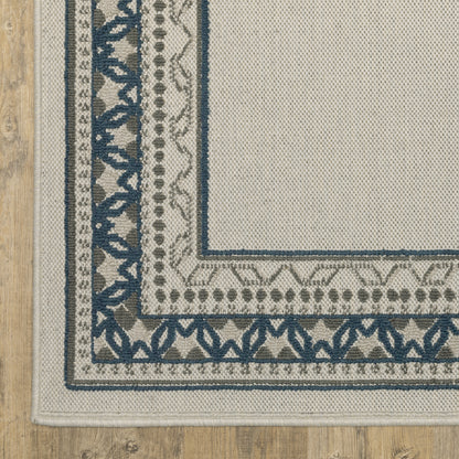 Torrey Outdoor Beige/ Blue Border Loop Pile Rug