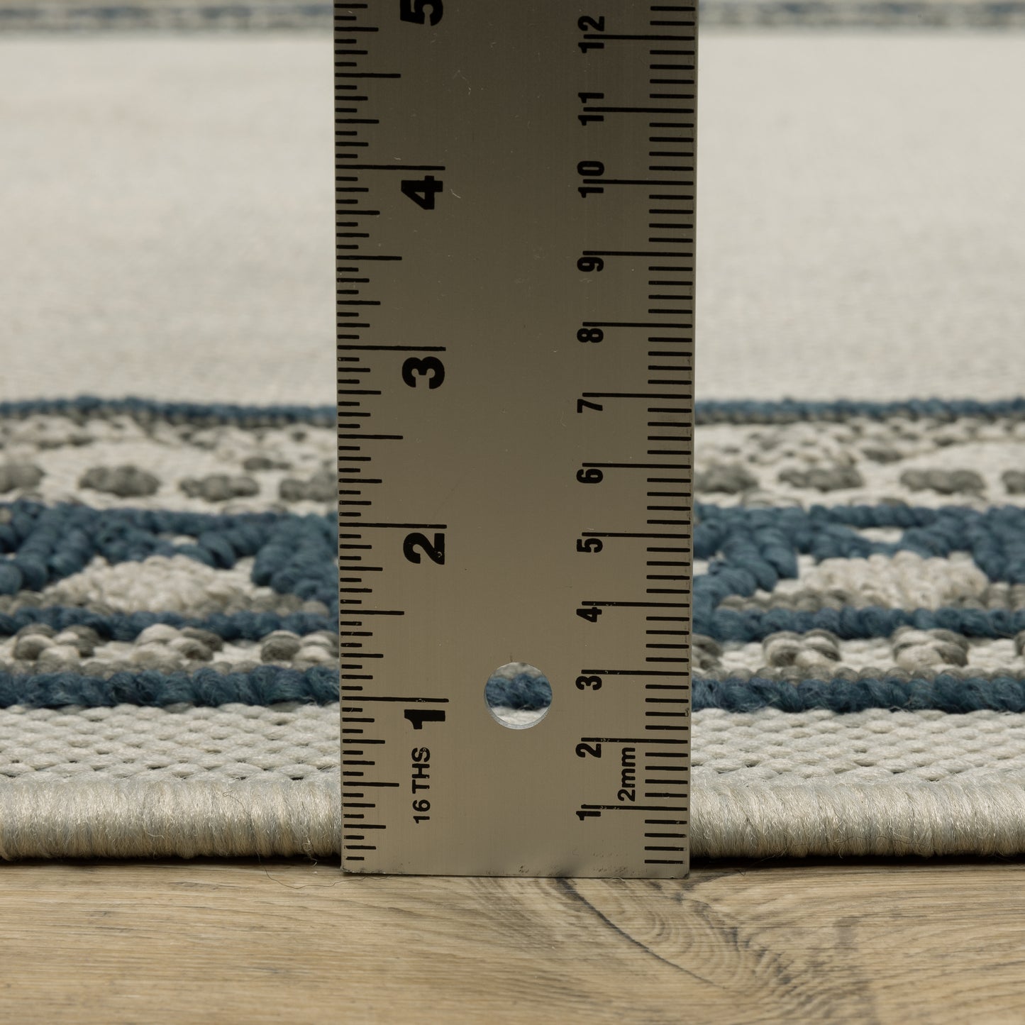 Torrey Outdoor Beige/ Blue Border Loop Pile Rug