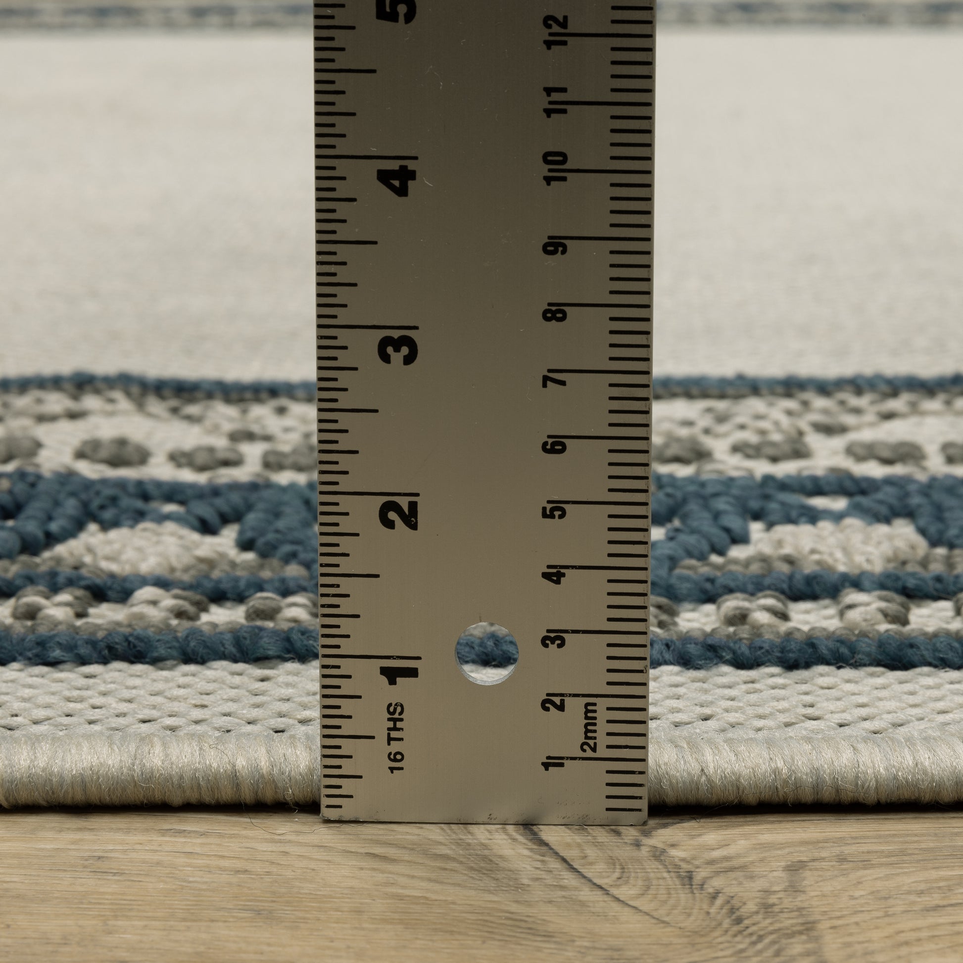 Torrey Outdoor Beige/ Blue Border Loop Pile Rug