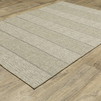 Tortuga Stripe Beige/ Black Geometric Flat Weave Rug