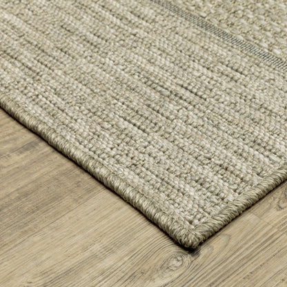Tortuga Stripe Beige/ Black Geometric Flat Weave Rug