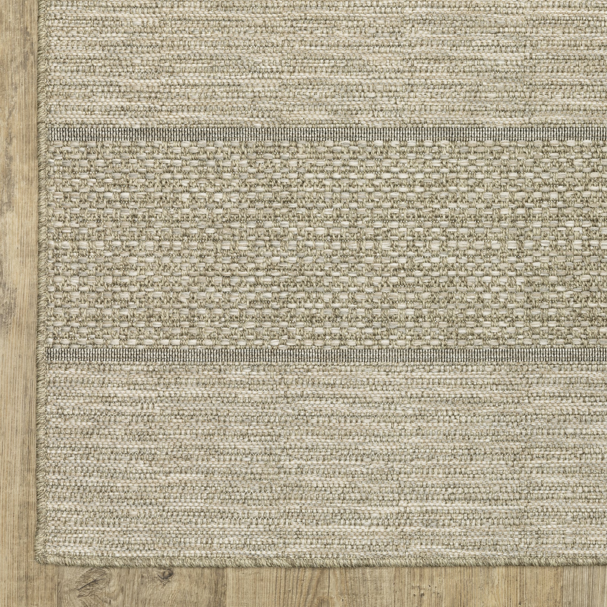 Tortuga Stripe Beige/ Black Geometric Flat Weave Rug