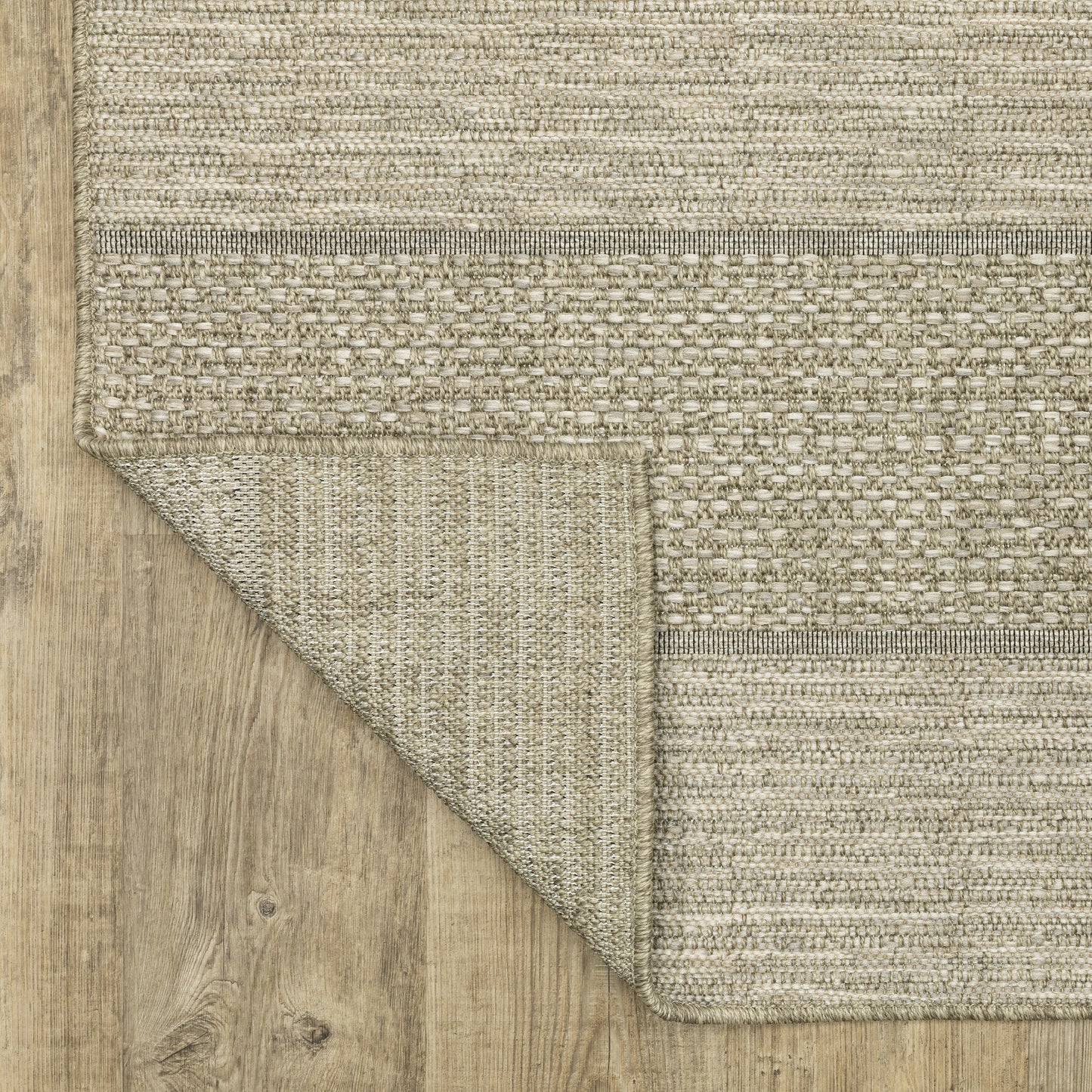 Tortuga Stripe Beige/ Black Geometric Flat Weave Rug