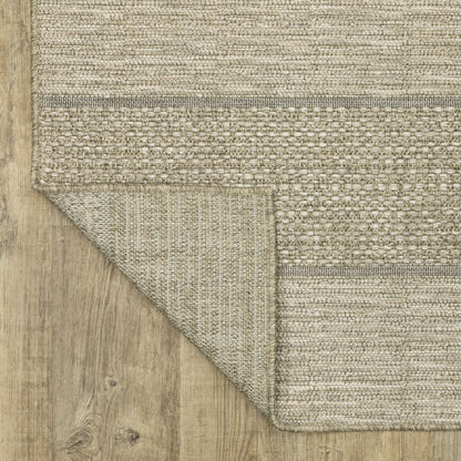 Tortuga Stripe Beige/ Black Geometric Flat Weave Rug