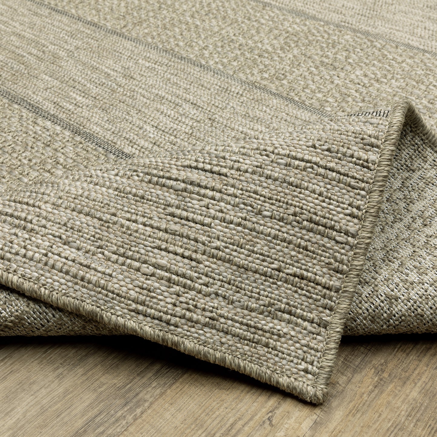 Tortuga Stripe Beige/ Black Geometric Flat Weave Rug